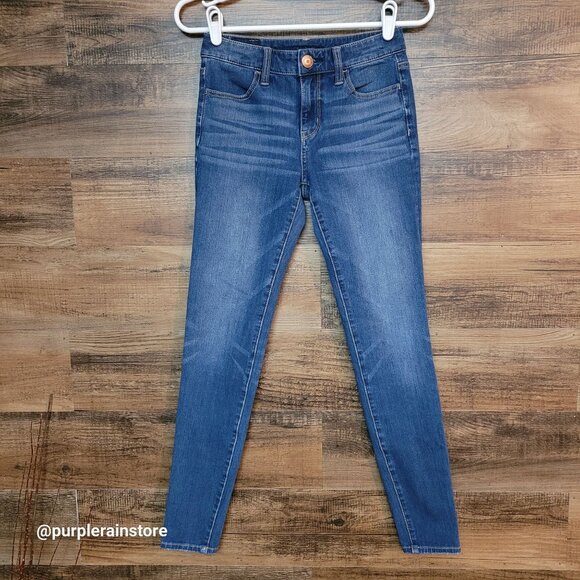 American Eagle Dream Jeans 0 R Jegging Hi Rise Stretch Medium Light Wash Denim - Picture 1 of 12